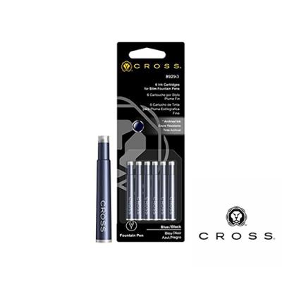CROSS Slim Fountain Pen Ink Cartridge - Blue/Black (six per card