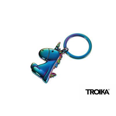 Troika Unicorn Charm Keychain with Spectrum Rainbow Finish