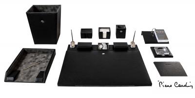 Pierre Cardin Desk set 10 pieces - Genuine Leather