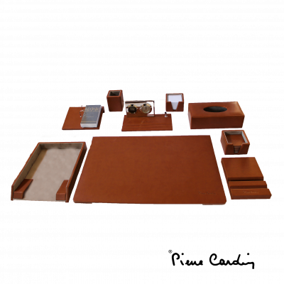 Pierre Cardin Desk set 9 pieces - Brown