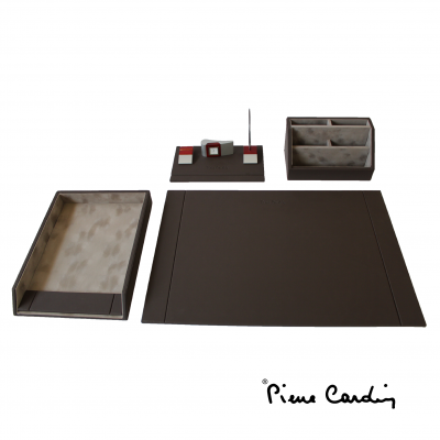 Pierre Cardin Desk-top Set  4 Pieces - Brown