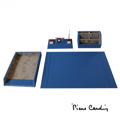 Pierre Cardin Desk-top Set 4 Pieces - Matt Blue
