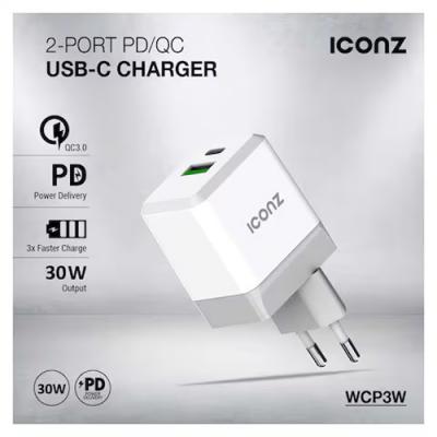 Iconz Dual Output PD/QC Home Charger 20Watt (White)