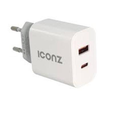 Iconz Wall Charger, 30 Watt, 2 USB Ports, White - XWPD4W